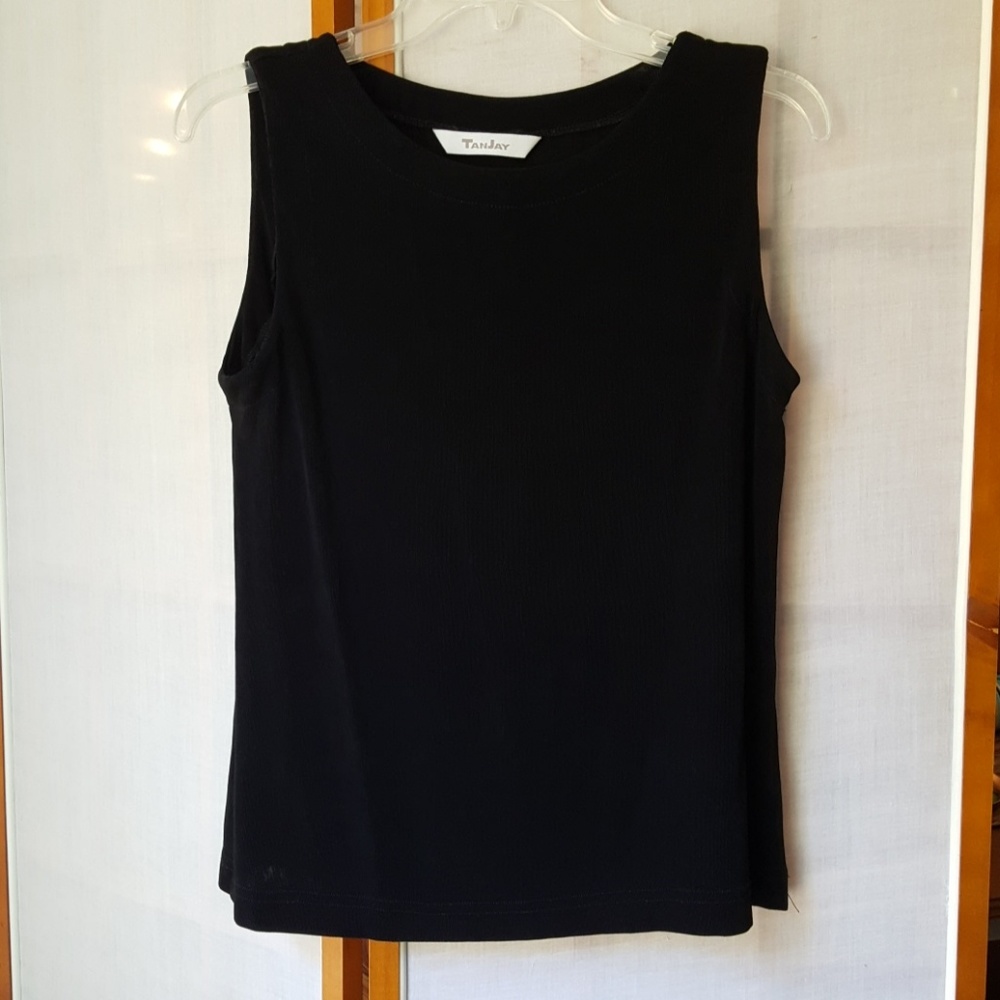 Black Tanjay Scoop Neck Shell