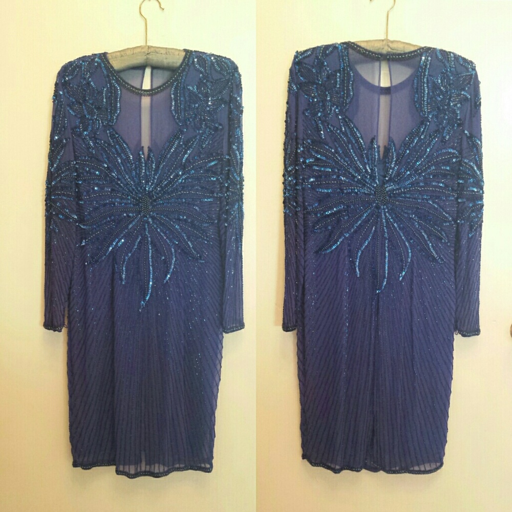 Blue Beaded Prom Dress