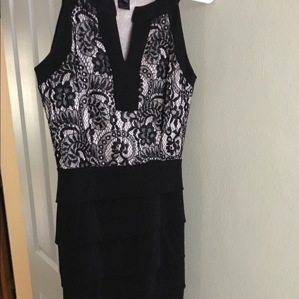 Pink and black lace dress