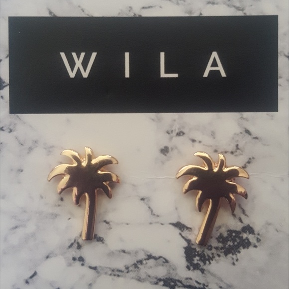 Rose Gold -plated Palm Tree Earrings - Picture 2 of 2