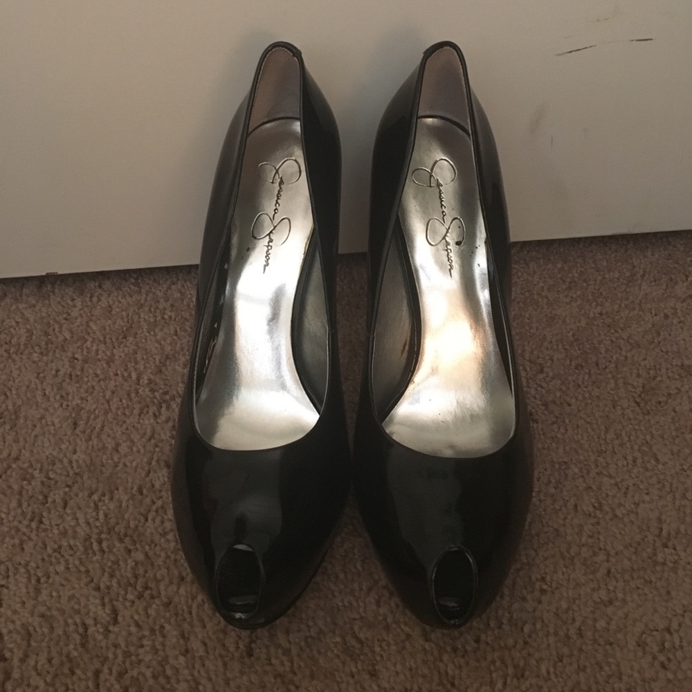 Jessica Simpson black peeptoe heels