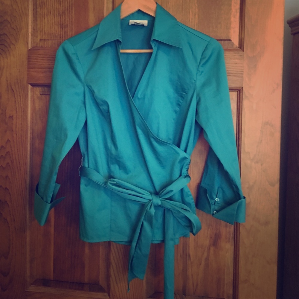 Wrapped in jewel tones - dark teal wrap top