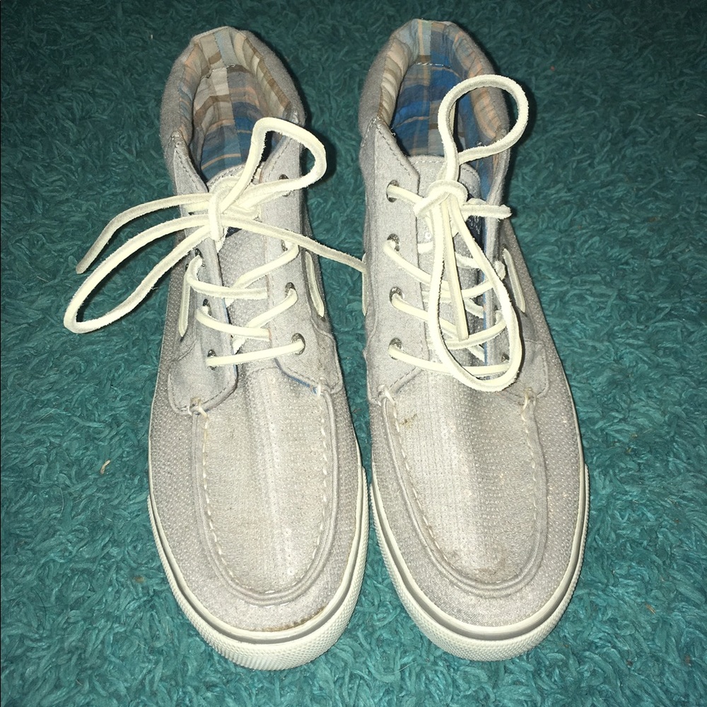 Silver high top Sperry's