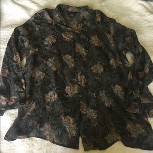 Charter Club 100% Silk Button Down Blouse 18W