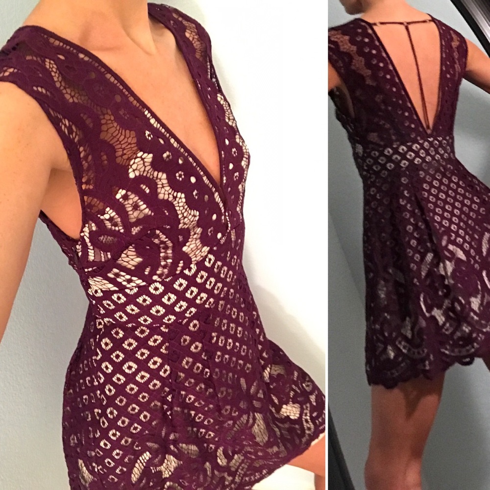 Free People One Million Lovers Size 2 Plum / Beige