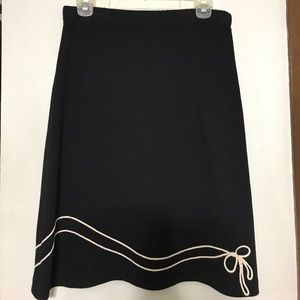St.John knit navy skirt with cream embroidery.