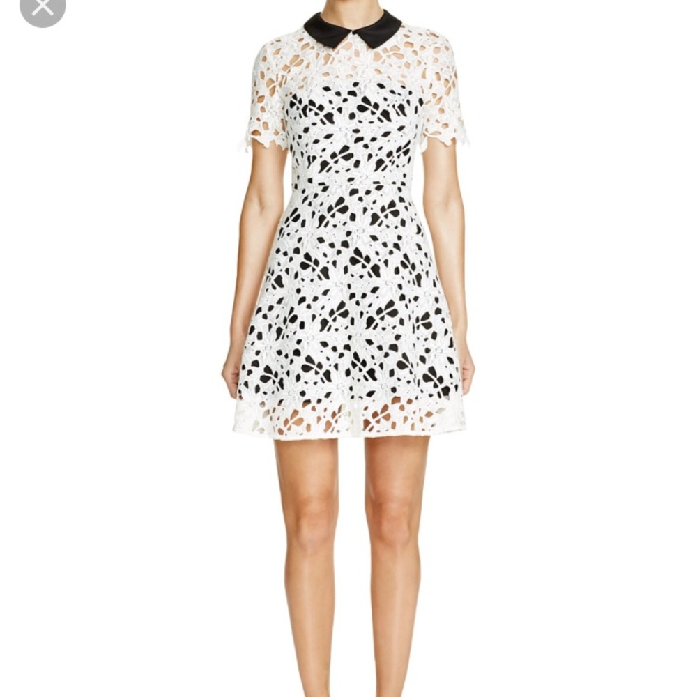 Aqua white and black lace dress