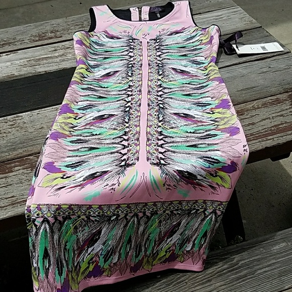 * NWT Hale Bob Pink Feather Dress w/ Back Cutout - Picture 2 of 8