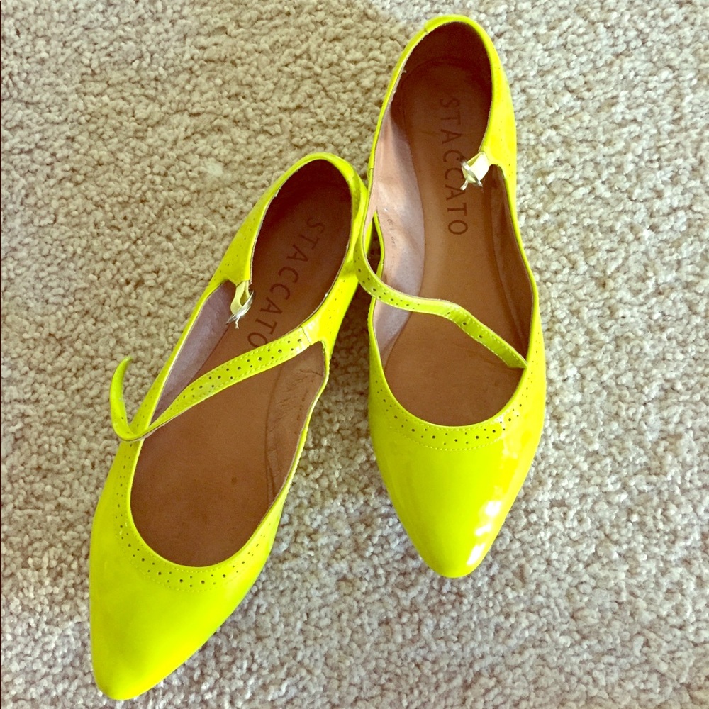 Lemon leather ballet flats