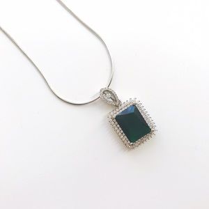 Sterling silver Pendant with green stone