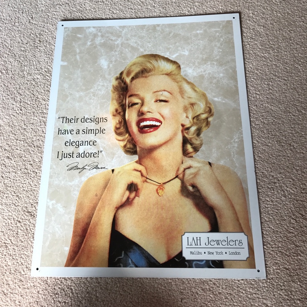 vintage marilyn monroe metal sign. negotiable