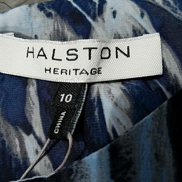 * NWT Halston Heritage Navy Print Asymmetrical Dress - Picture 3 of 8