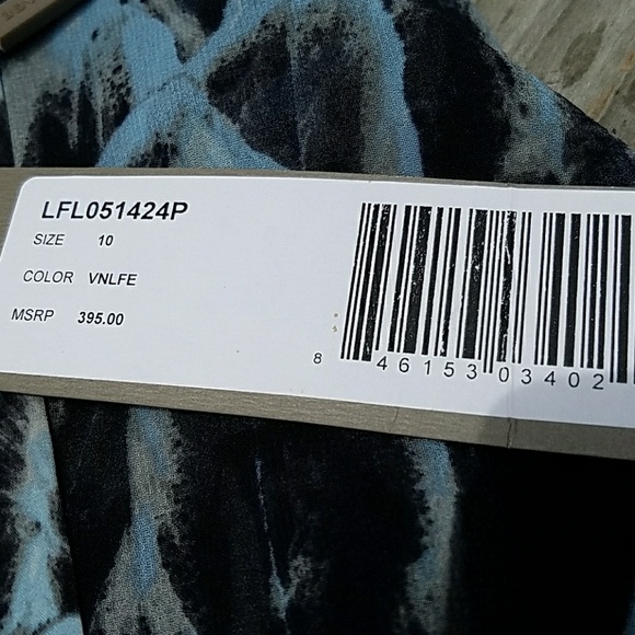 * NWT Halston Heritage Navy Print Asymmetrical Dress - Picture 4 of 8