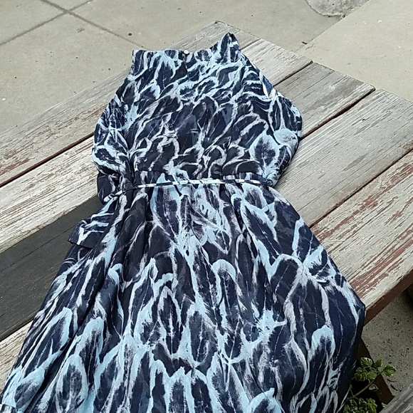 * NWT Halston Heritage Navy Print Asymmetrical Dress - Picture 7 of 8