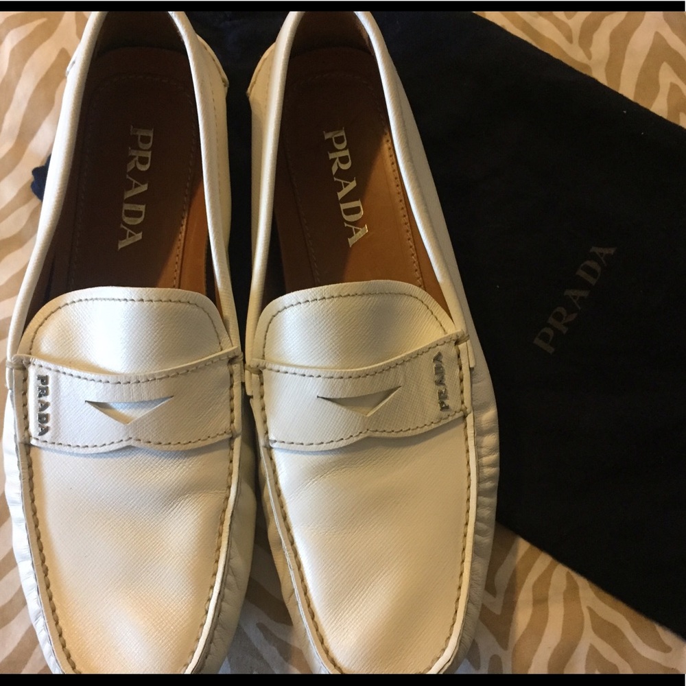 Men's PRADA white slip-in loafers (2DD 001)