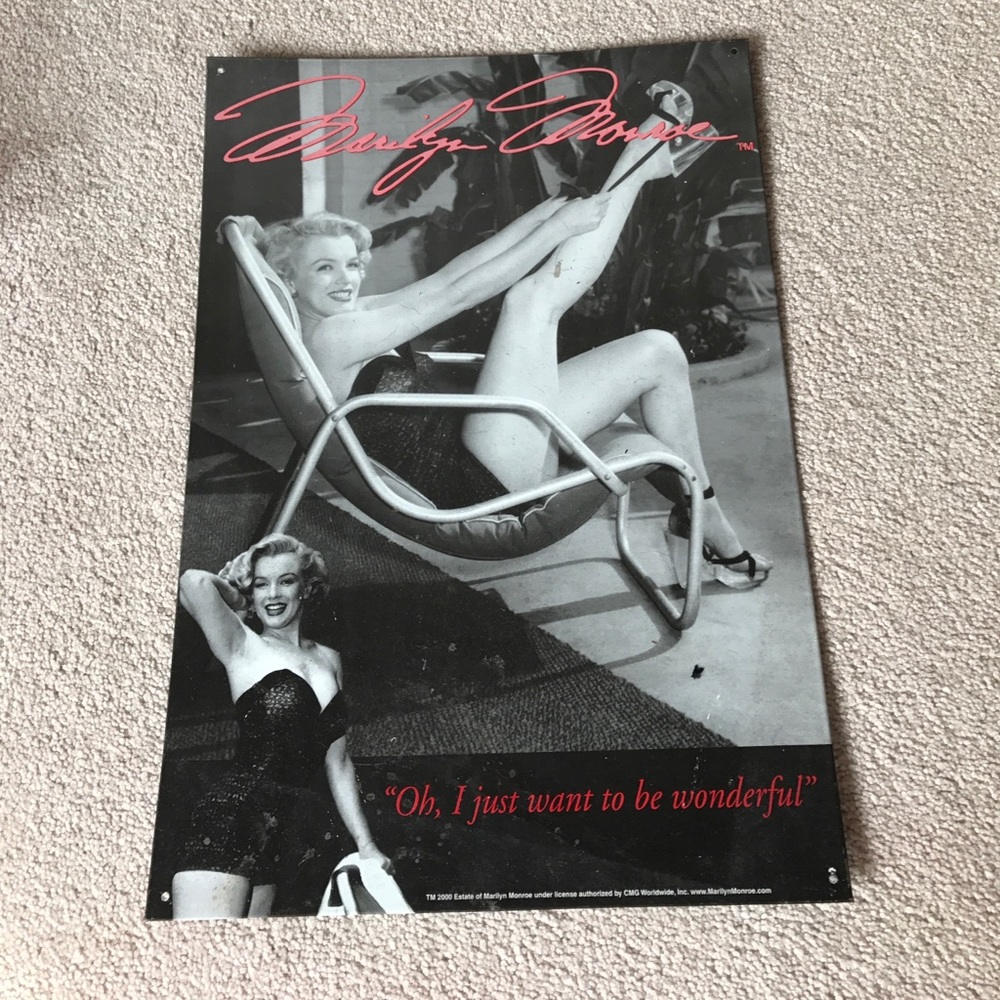 vintage marilyn monroe metal sign. negotiable
