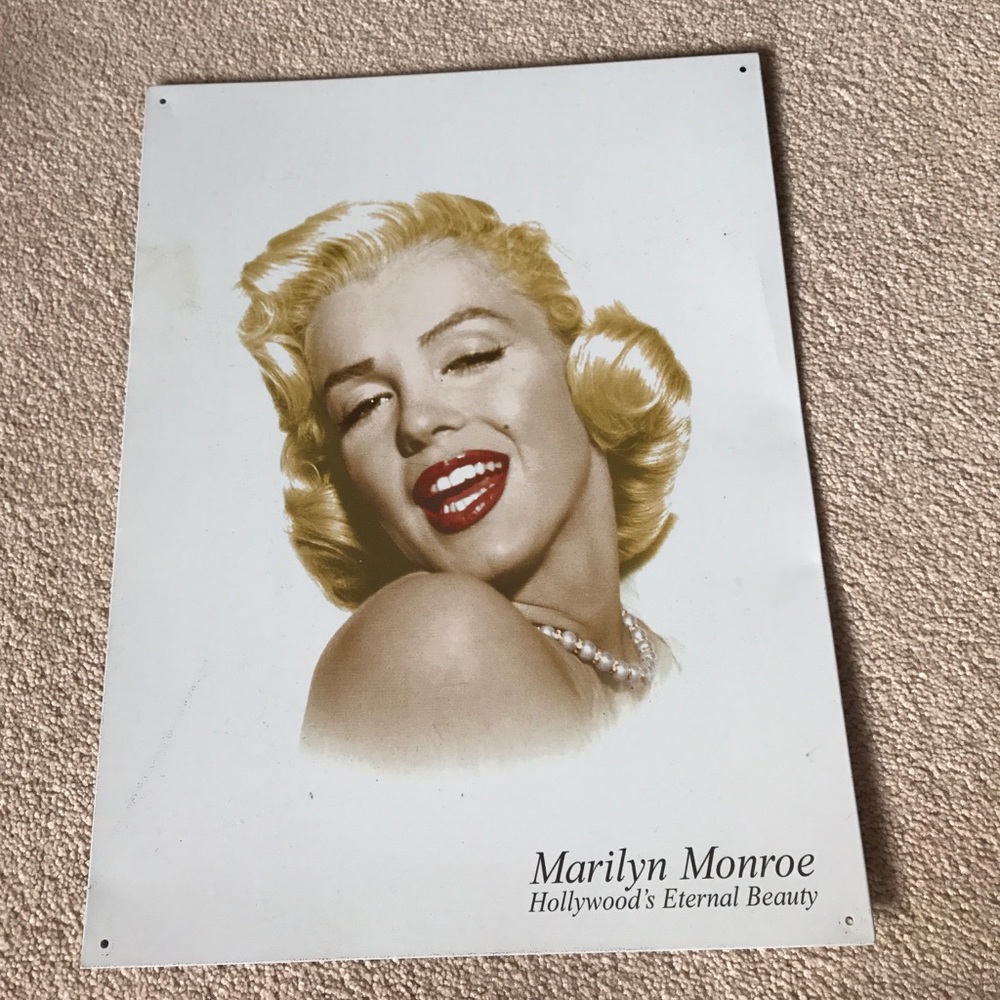 vintage marilyn monroe metal sign. negotiable