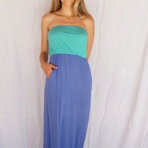 Duo tone Maxi Dress- turquoise & periwinkle