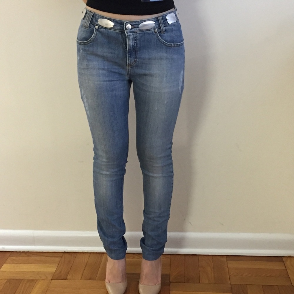 SOLD Blumarine Vintage Jeans with Silver Discs - Picture 1 of 8