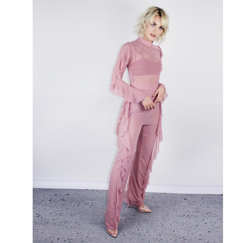 Mesh Ruffled Jumpsuit