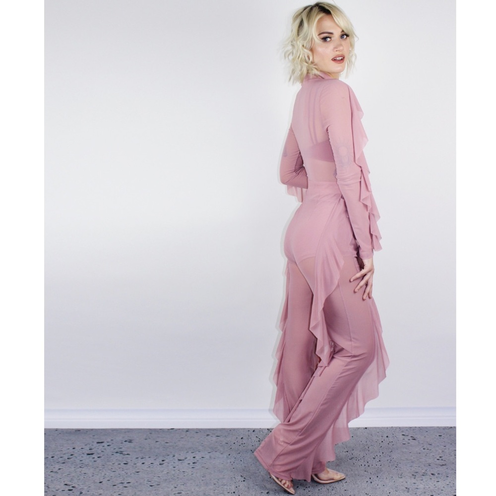 Mesh Ruffled Jumpsuit - Picture 2 of 5