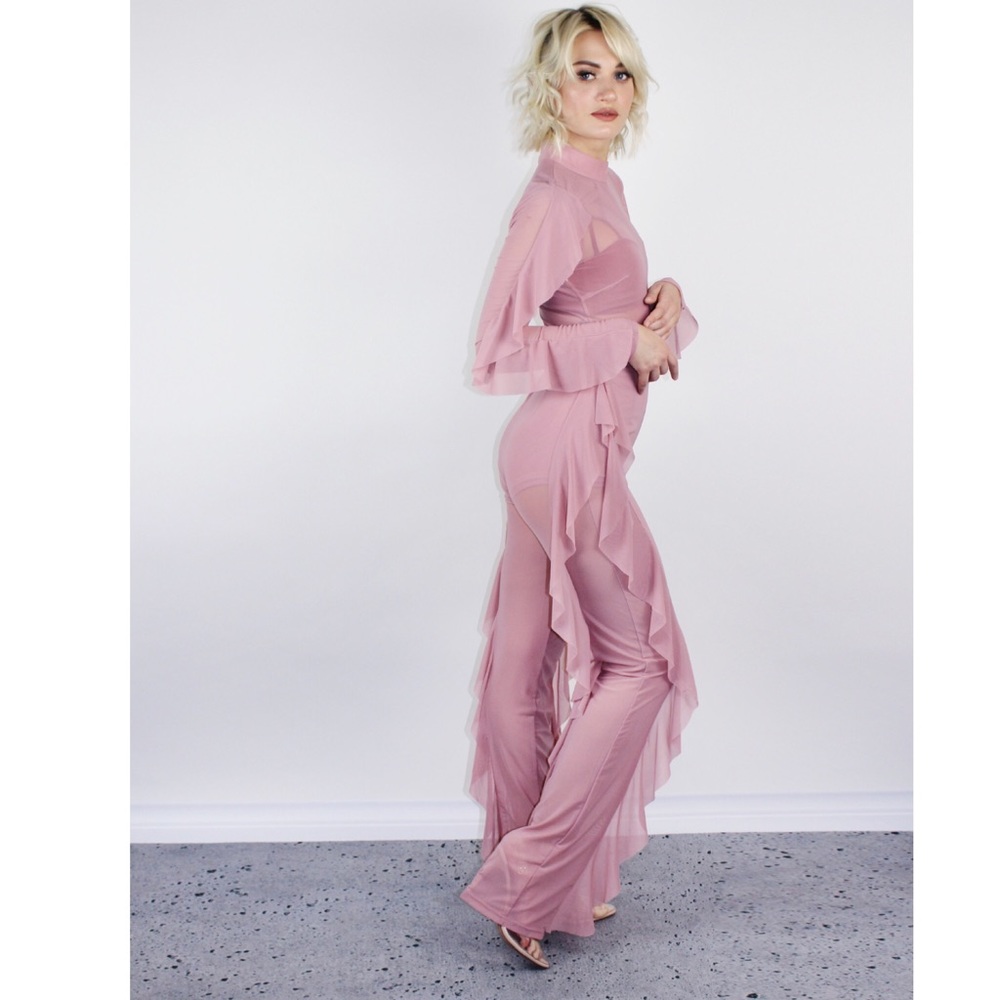 Mesh Ruffled Jumpsuit - Picture 4 of 5