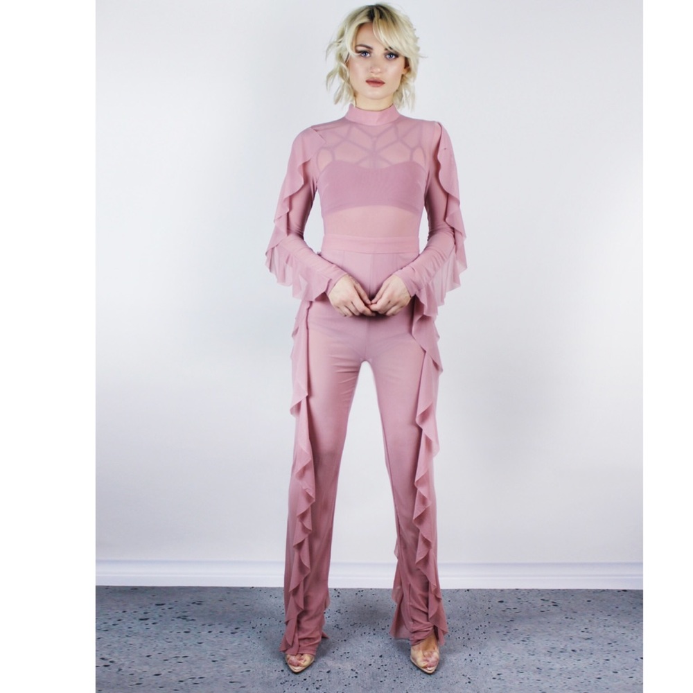 Mesh Ruffled Jumpsuit - Picture 5 of 5
