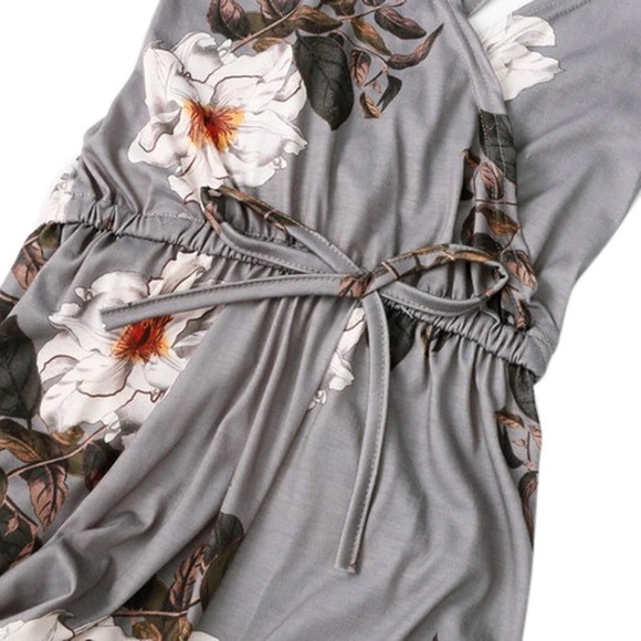 Gray Floral Jumpsuit - Picture 3 of 4