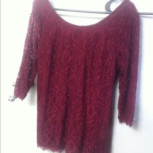 Motherhood Maternity maroon lace shirt