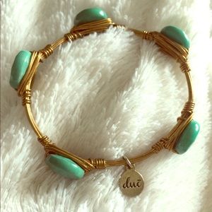 Gold Bangle Bracelet w/ Turquoise Stone