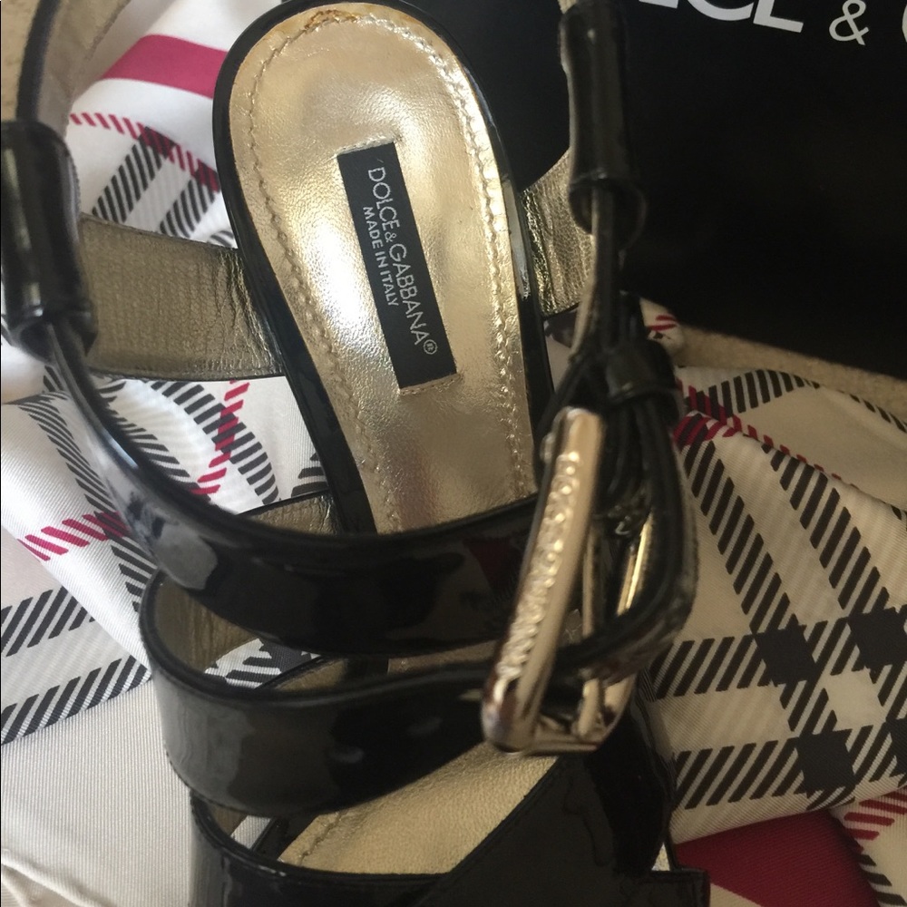 DOLCE & GABBANA PATENT LEATHER SANDAL 4” HEEL ELEGANT LUXURY NEW IN BOX SZ 7 1/2 - Picture 6 of 8