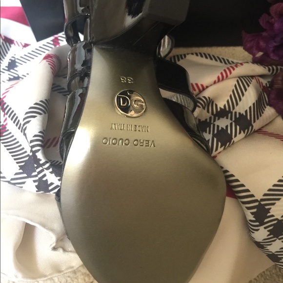 DOLCE & GABBANA PATENT LEATHER SANDAL 4” HEEL ELEGANT LUXURY NEW IN BOX SZ 7 1/2 - Picture 5 of 8