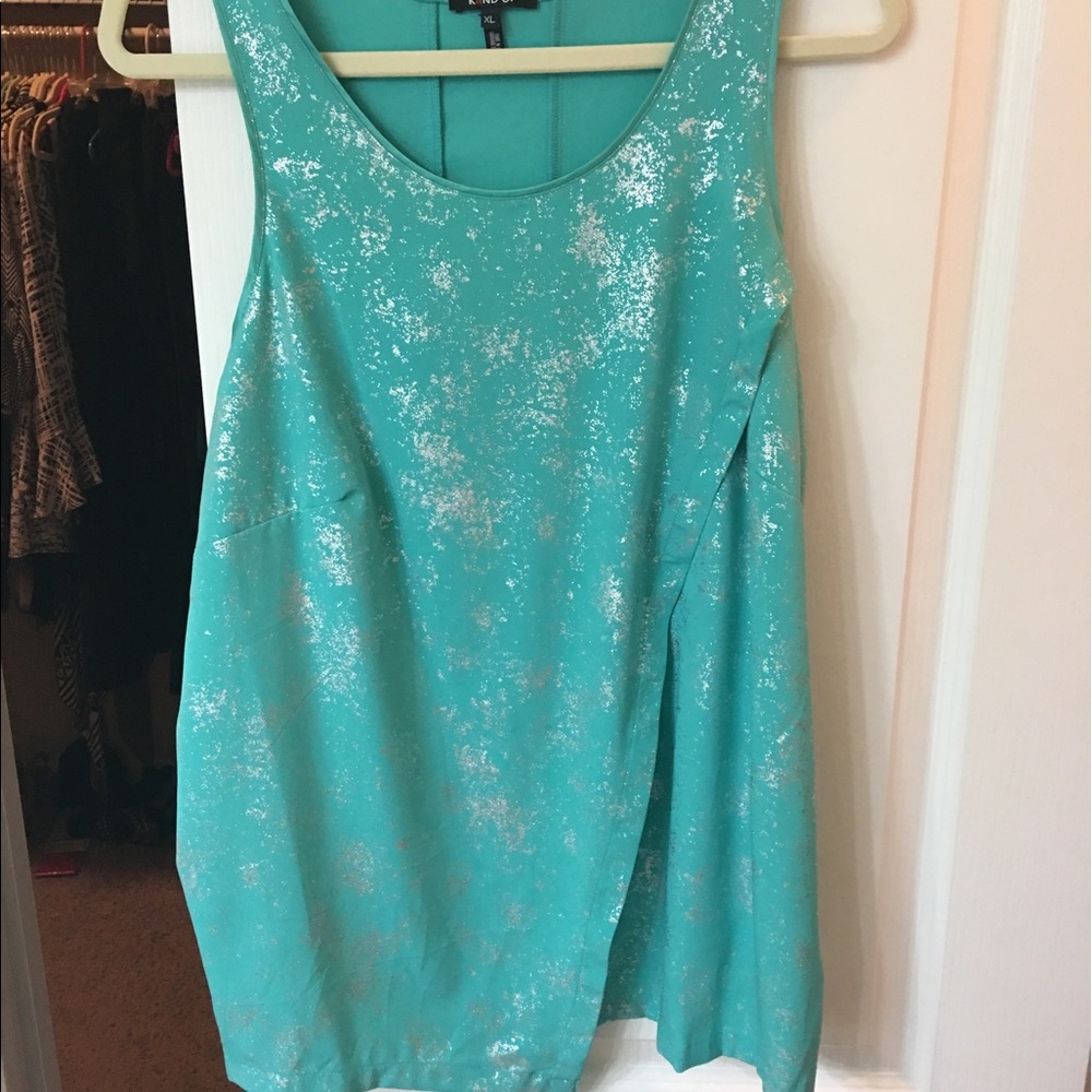 NWOT tags turquoise  and silver blouse
