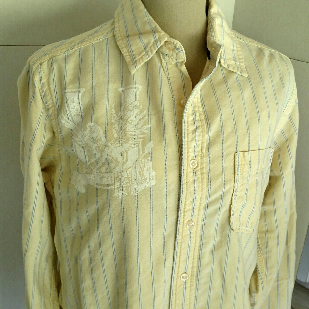 Red Camel Yellow/ Blue&White Stripes Men's Shirt