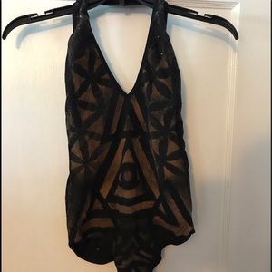 Hand-dyed American Apparel plunge neck leotard