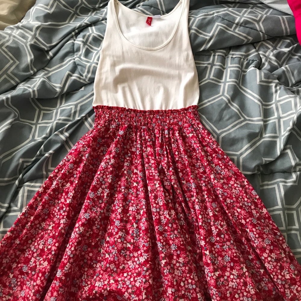 White and pink floral dress