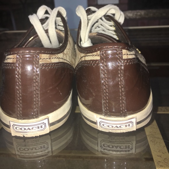 Coach signature khaki/gold webbing sneakers - Picture 4 of 6