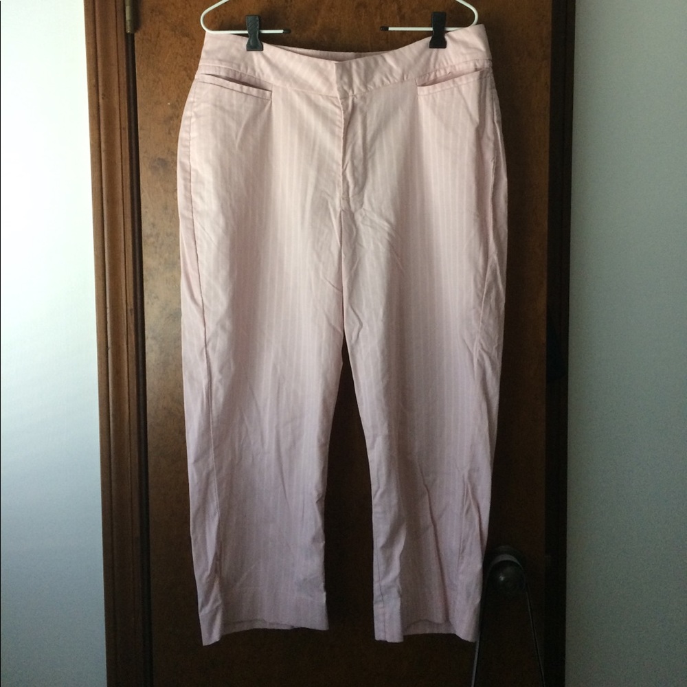 Pink striped stretch Riders capris