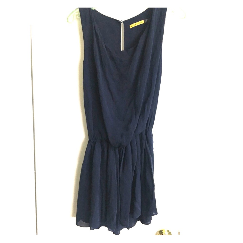 Alice + Olivia 100% silk navy blue dress size XS