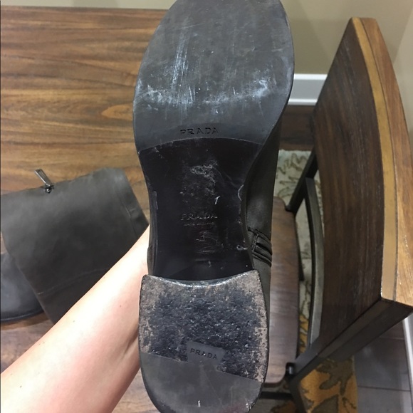 Prada Tall Logo Riding Boot - Picture 3 of 4