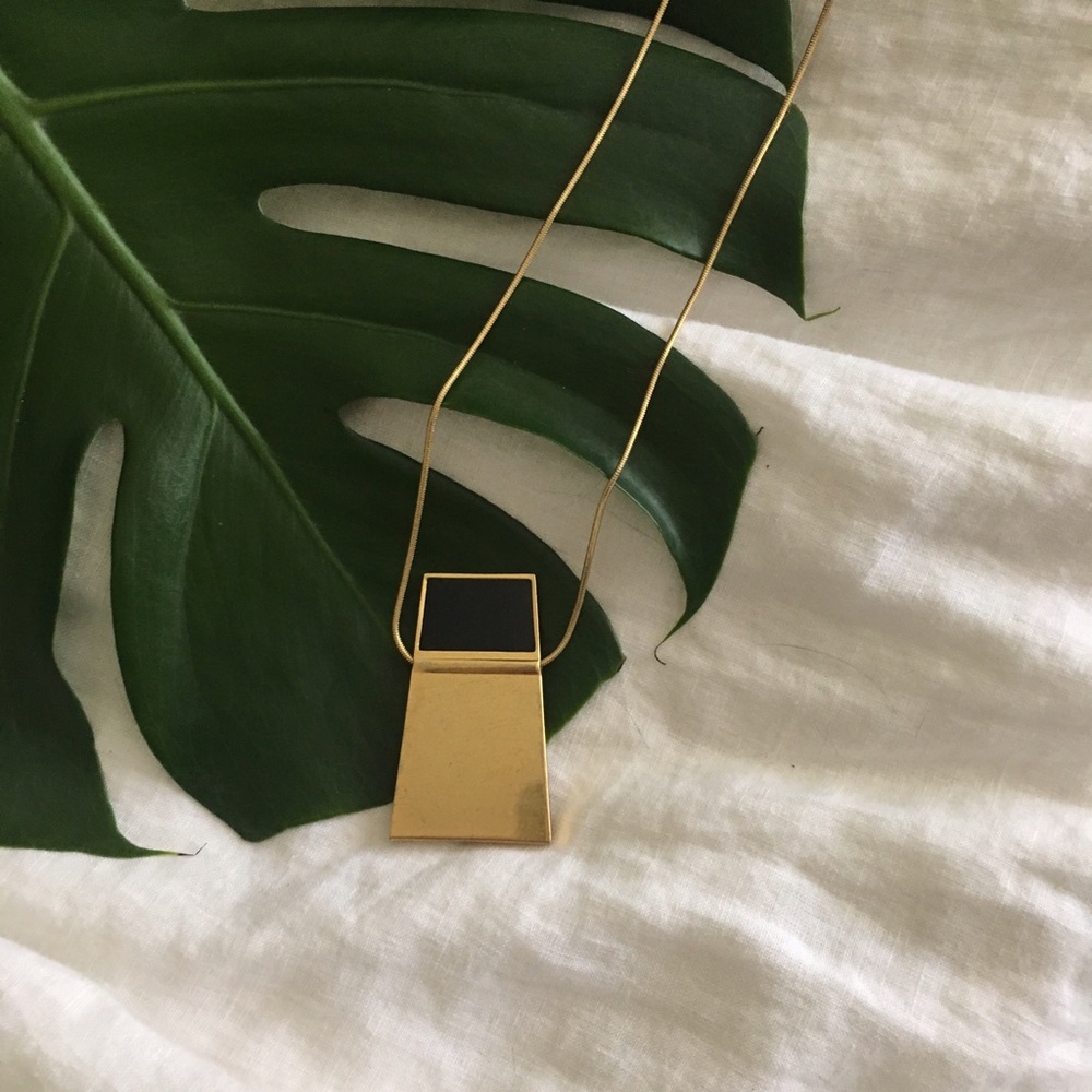 geometric black and gold madewell necklace
