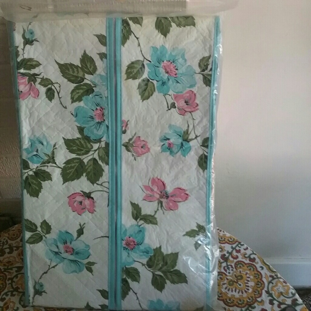 1960s pink/aqua hanging garment bag New