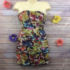BB Dakota Tube Strapless Floral Dress with Boning