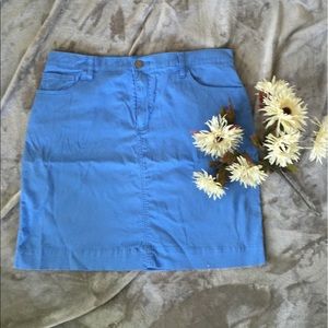 Blue denim midi skirt