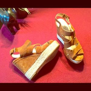 Michael Kors Brown Suede Wedge Sandals