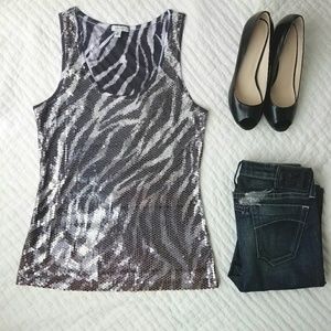 EUC Cache Sequined Zebra Tank