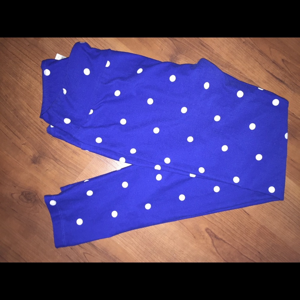 Blue and white polkadot LuLaRoe Leggings