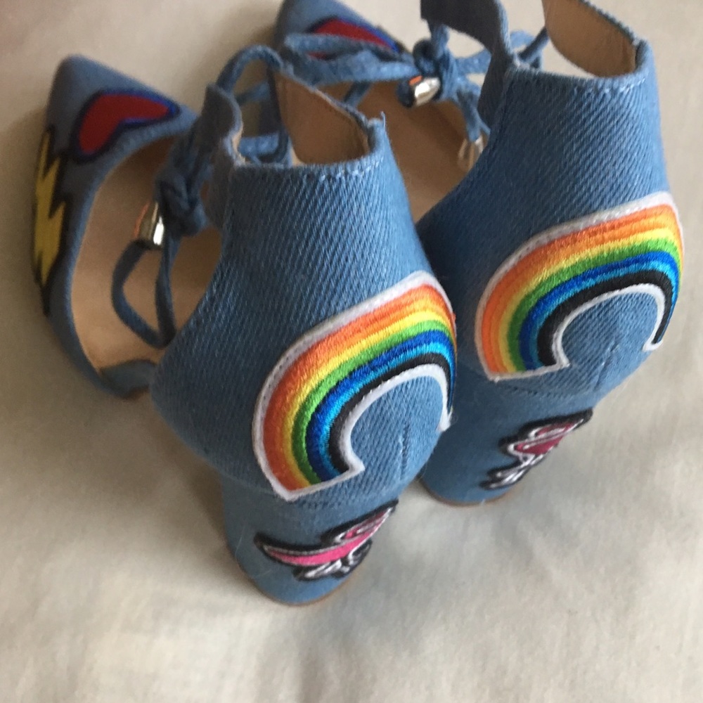 NWB denim retro mary jany with chuncky stack heel - Picture 2 of 3