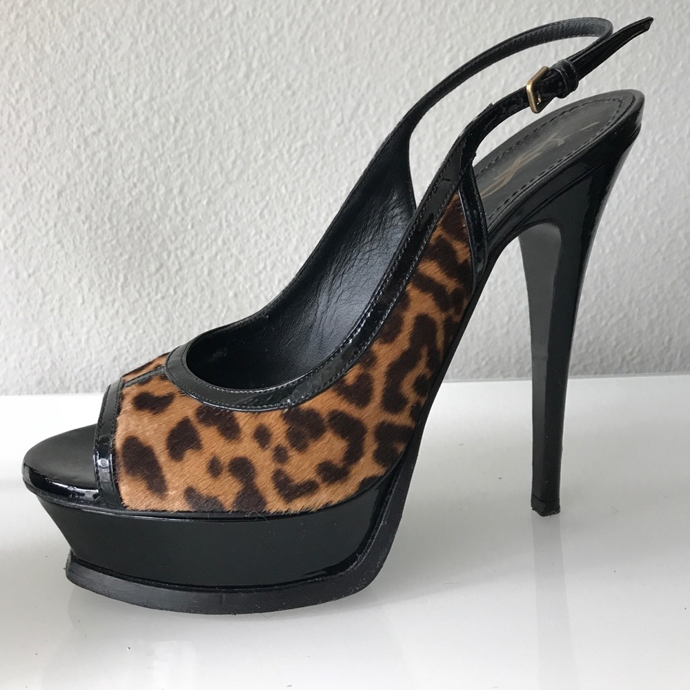 Leopard Print Pony Hair Tribute 105 Slingback Pump