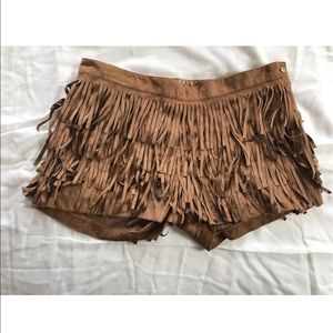 Brown Suede Fringe Shorts, Billabong, Size 6